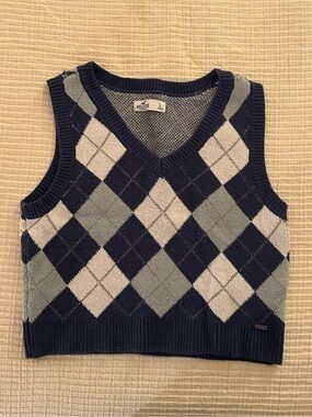 Hollister Blue Argyle Sweater Vest